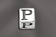 Pewter Alphabet Cubes 5.5MM W/4MM Hole - PW T 5.5MM Cube W/4MM Hole