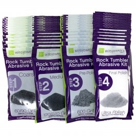 WireJewelry 4 Step Rock Tumbler Abrasive Grit and Polish Kit, 20 Batches