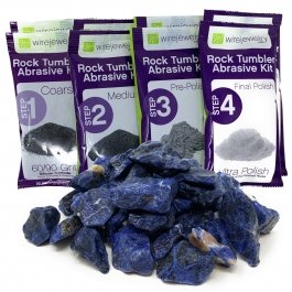 WireJewelry Sodalite Rock Tumbler Refill Kit - 3 Lbs. of Sodalite Stone and 2 Batches of 4 Step Abrasive Grit and Polish